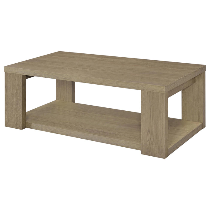 Pavone Open-Shelf Coffee and End Table Set - Latte 3-Piece Set