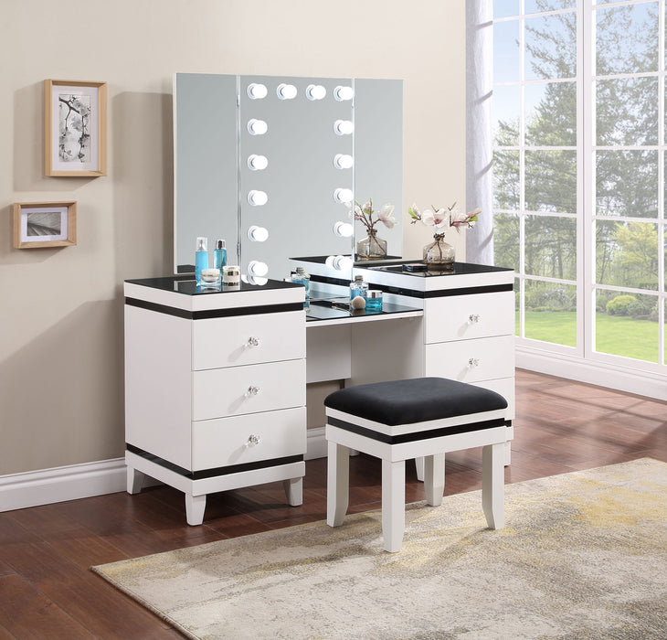 Talei 6-drawer Vanity Set with Hollywood Lighting Black and White image