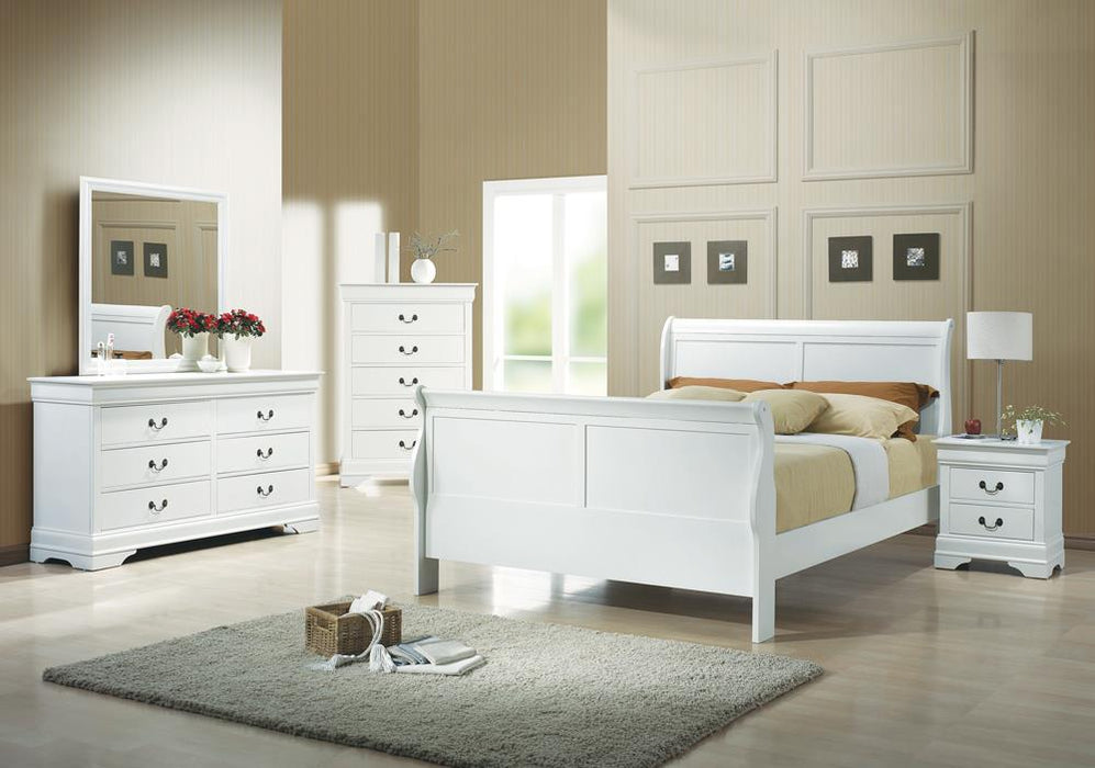 Louis Philippe Queen Sleigh Panel Bed White