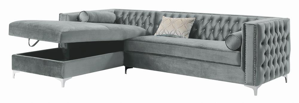 Bellaire Button-tufted Upholstered Sectional Silver