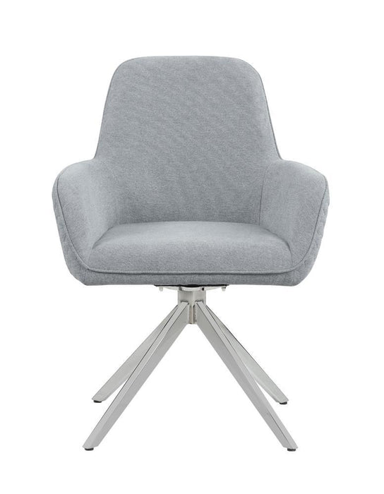 Abby Flare Arm Side Chair Light Grey and Chrome