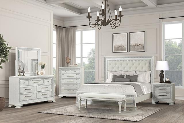 Stella Mia 4 Pc 5 Pc Queen Bedroom Set White & White