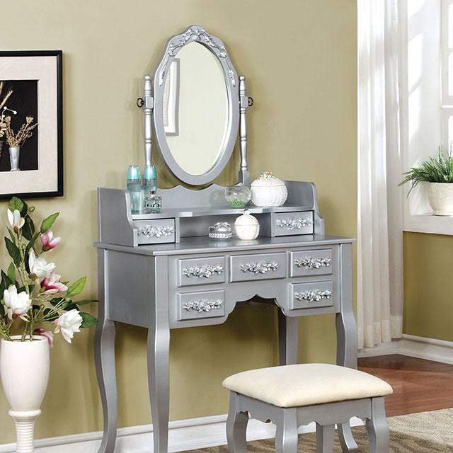 Harriet Silver Vanity w/ Stool