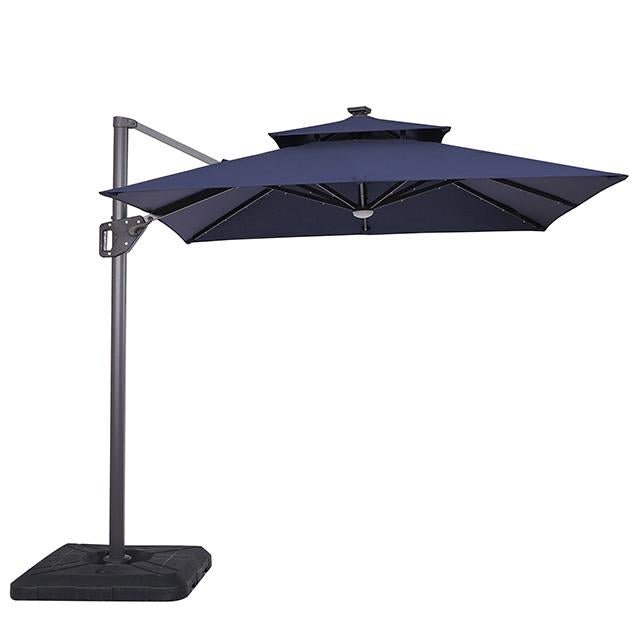 Xico 8 Ft Square Umbrella w/ Double Top w/ LED Light + 37" Large Base