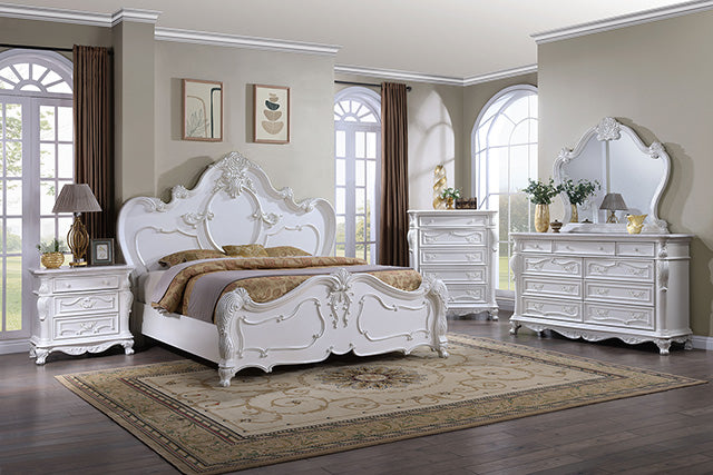Ventresca E.King & Queen Bed White & Chrome